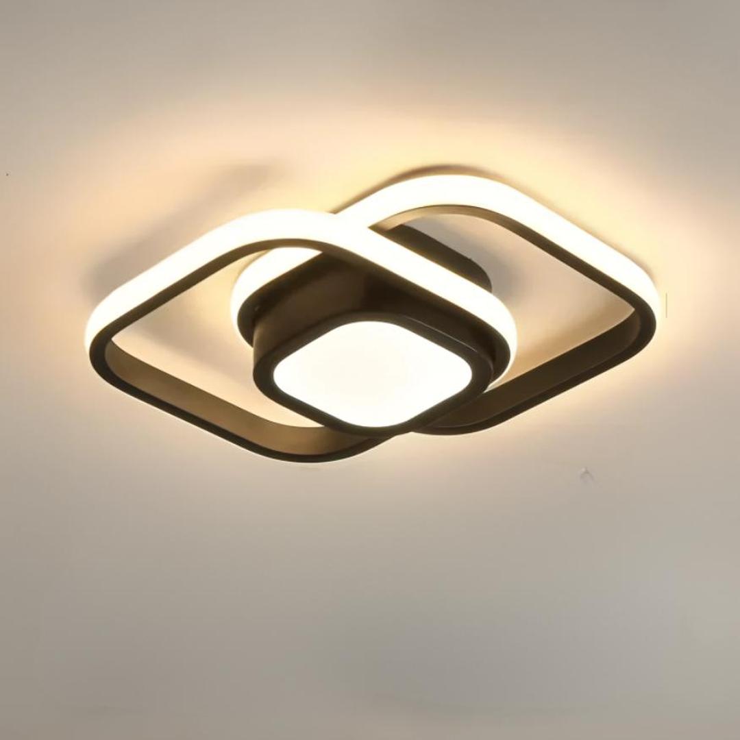 Liten LED-taklampe bygget opp av to lysende ringer
