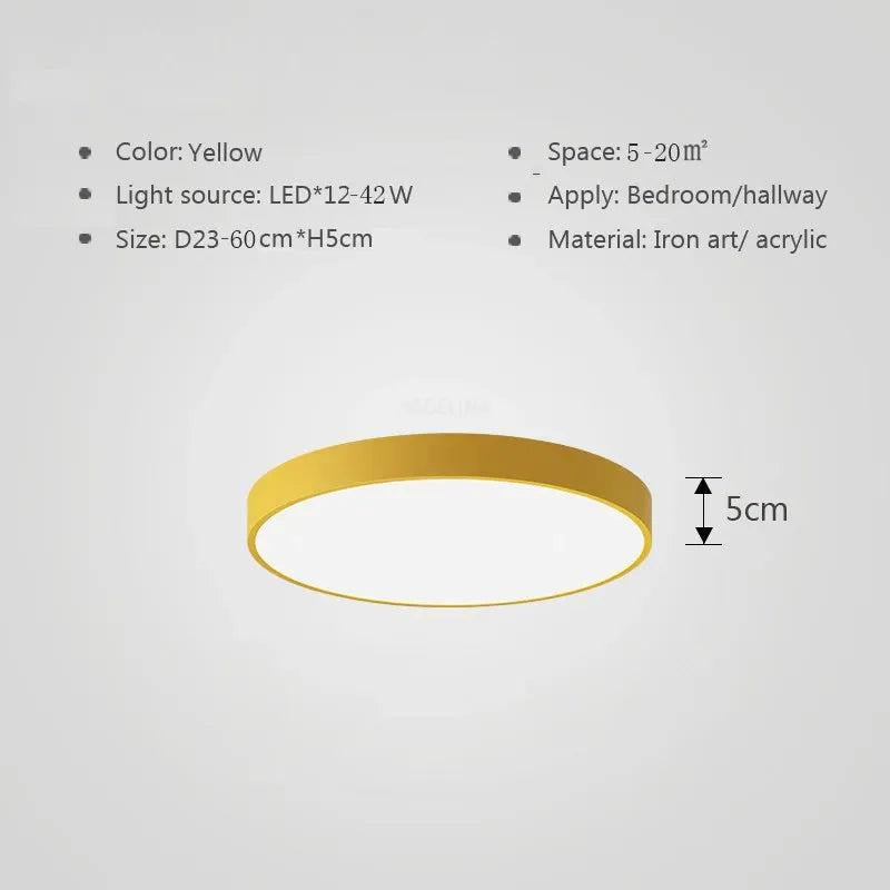 Ultratynn rund LED-taklampe med farget kant