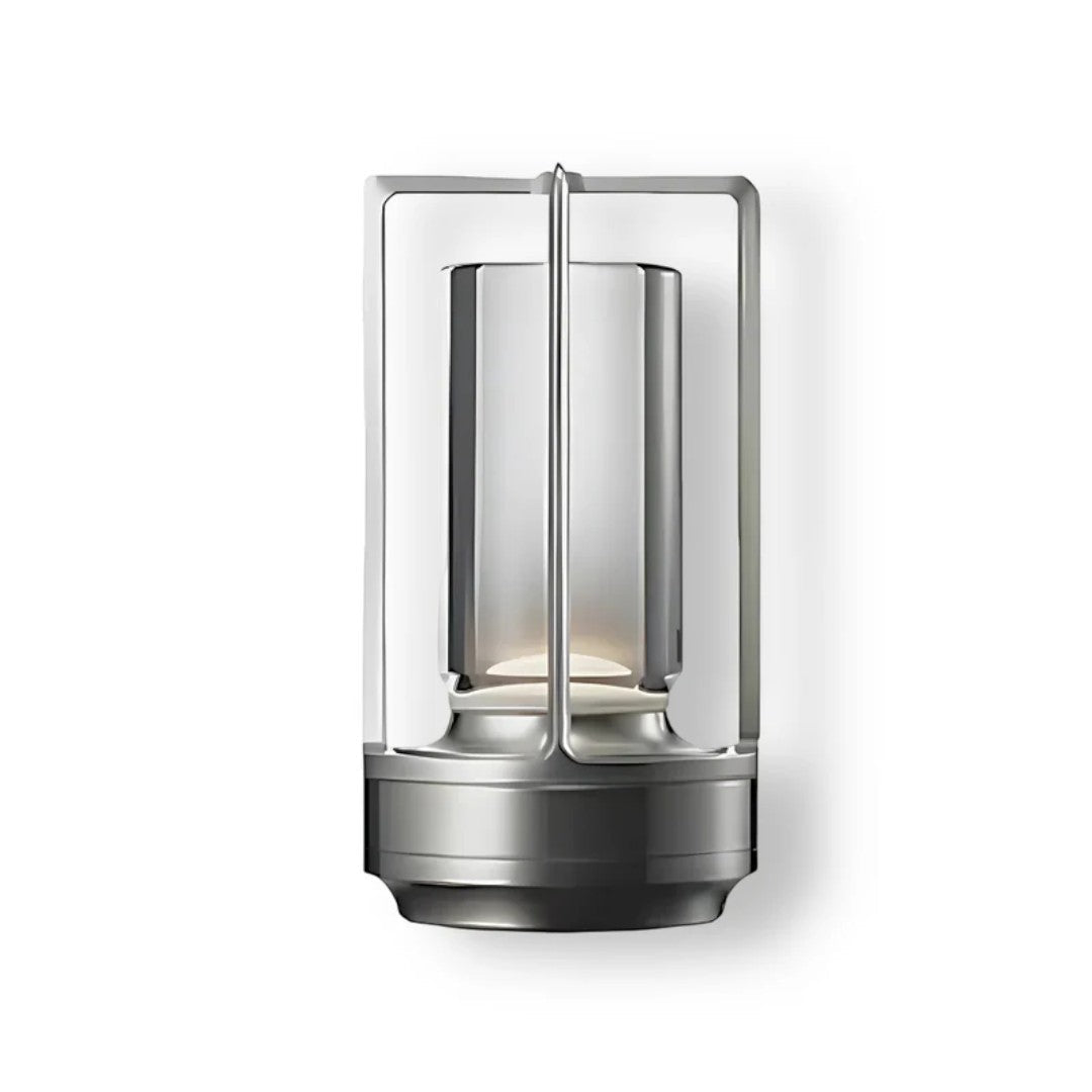 Bærbar LED Bordlampe med Sylinderformet Glassstruktur