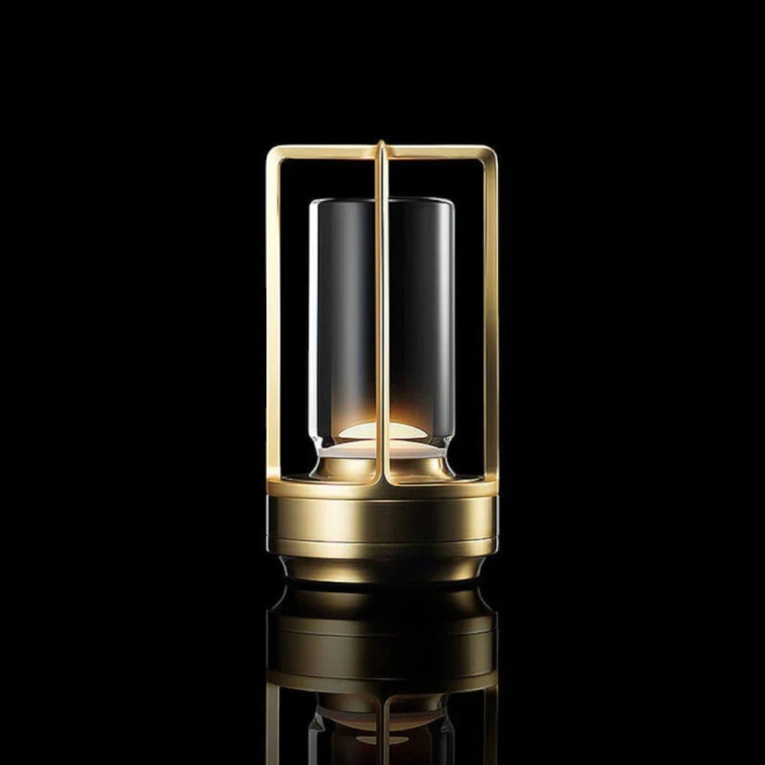 Bærbar LED Bordlampe med Sylinderformet Glassstruktur