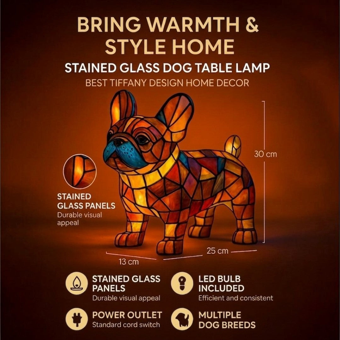 Valpine - Bordlampe i blyglass formet som hund