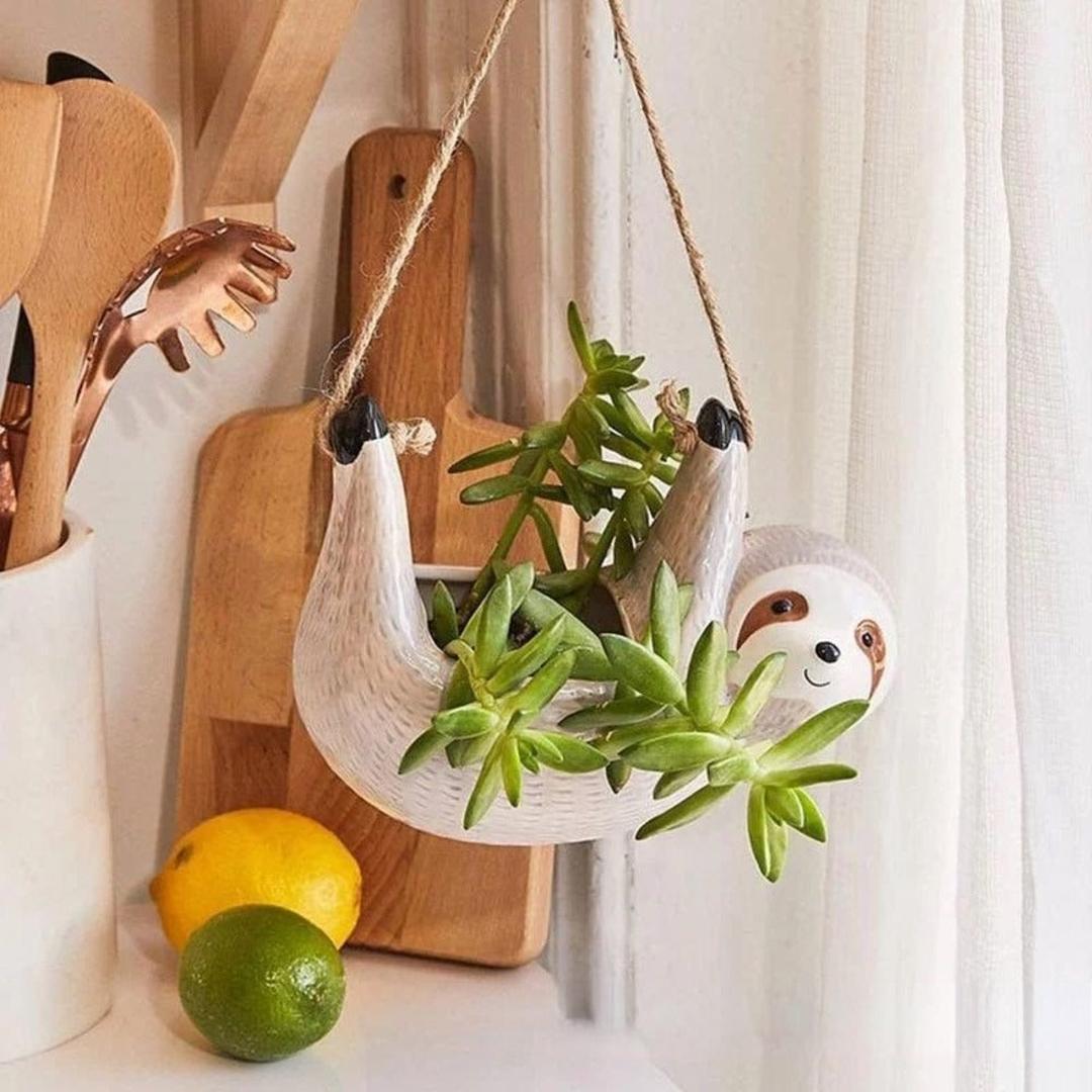 Faunico - Håndlaget Keramikk Blomsterpotte med Dovendyr-Design