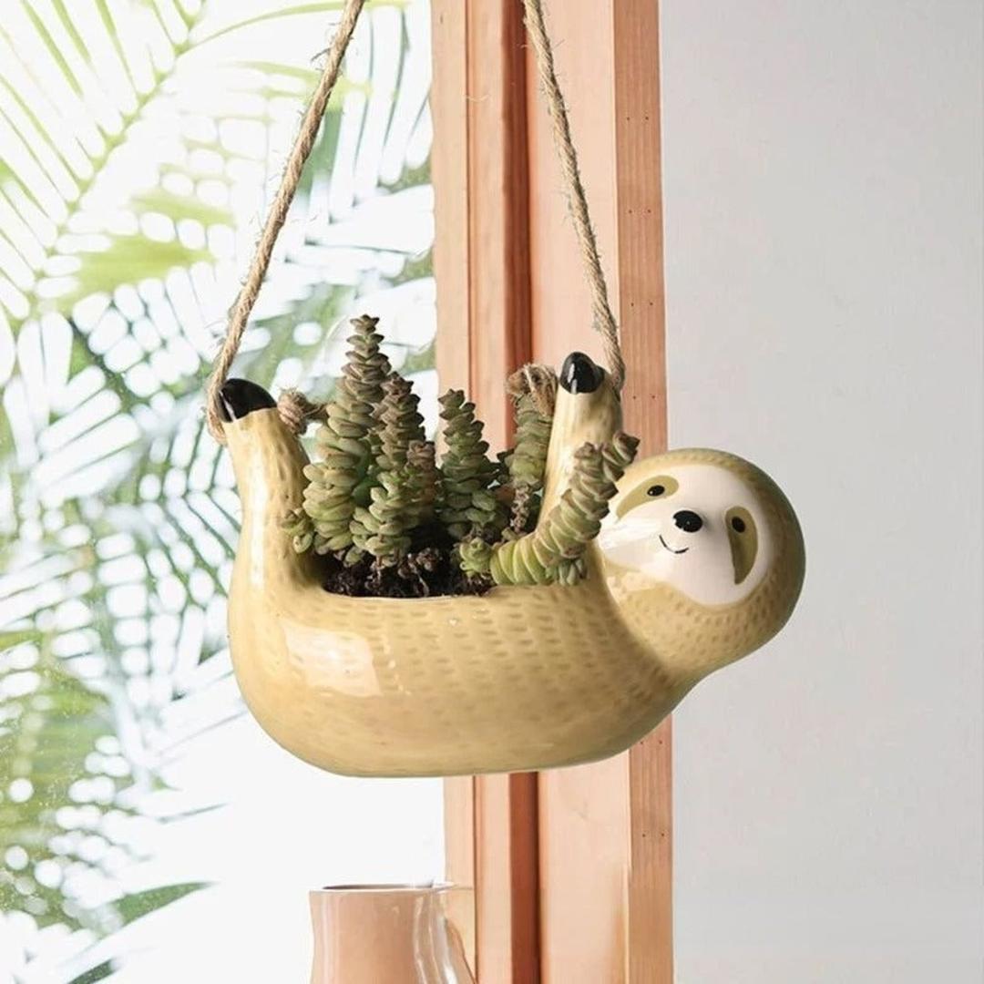 Faunico - Håndlaget Keramikk Blomsterpotte med Dovendyr-Design