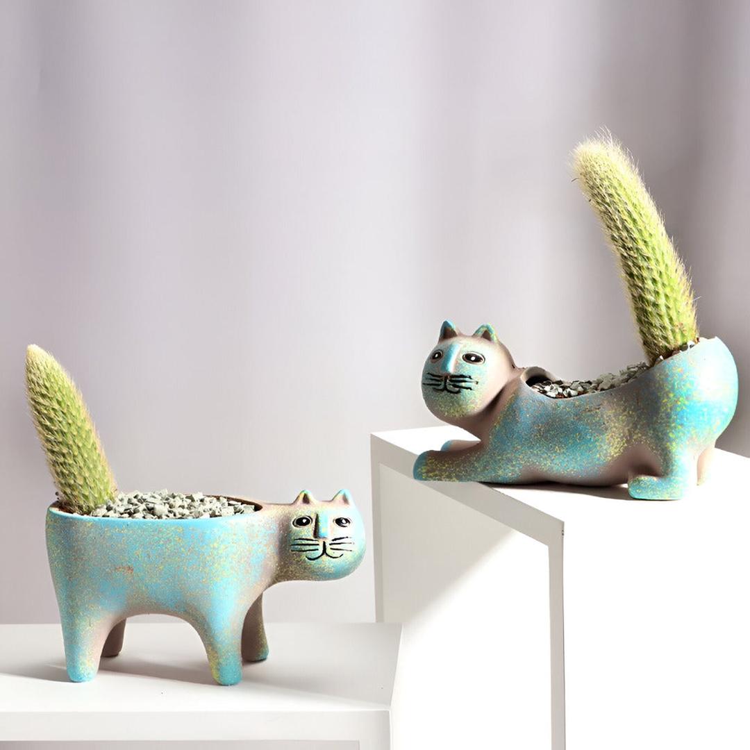 Felinora - Keramikk Blomsterpotte med Kattedesign