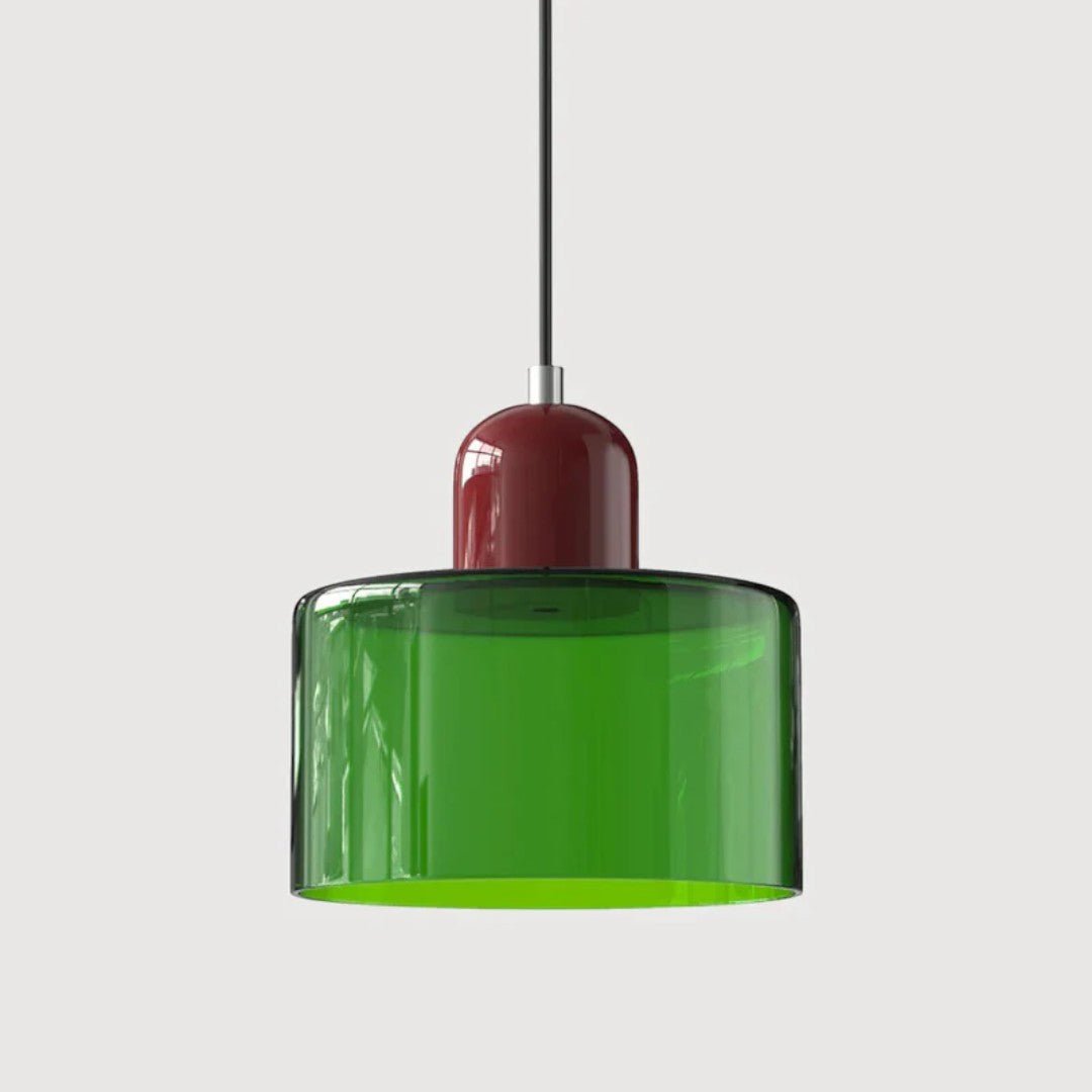 Nordisk metall pendellampe med glasskjerm