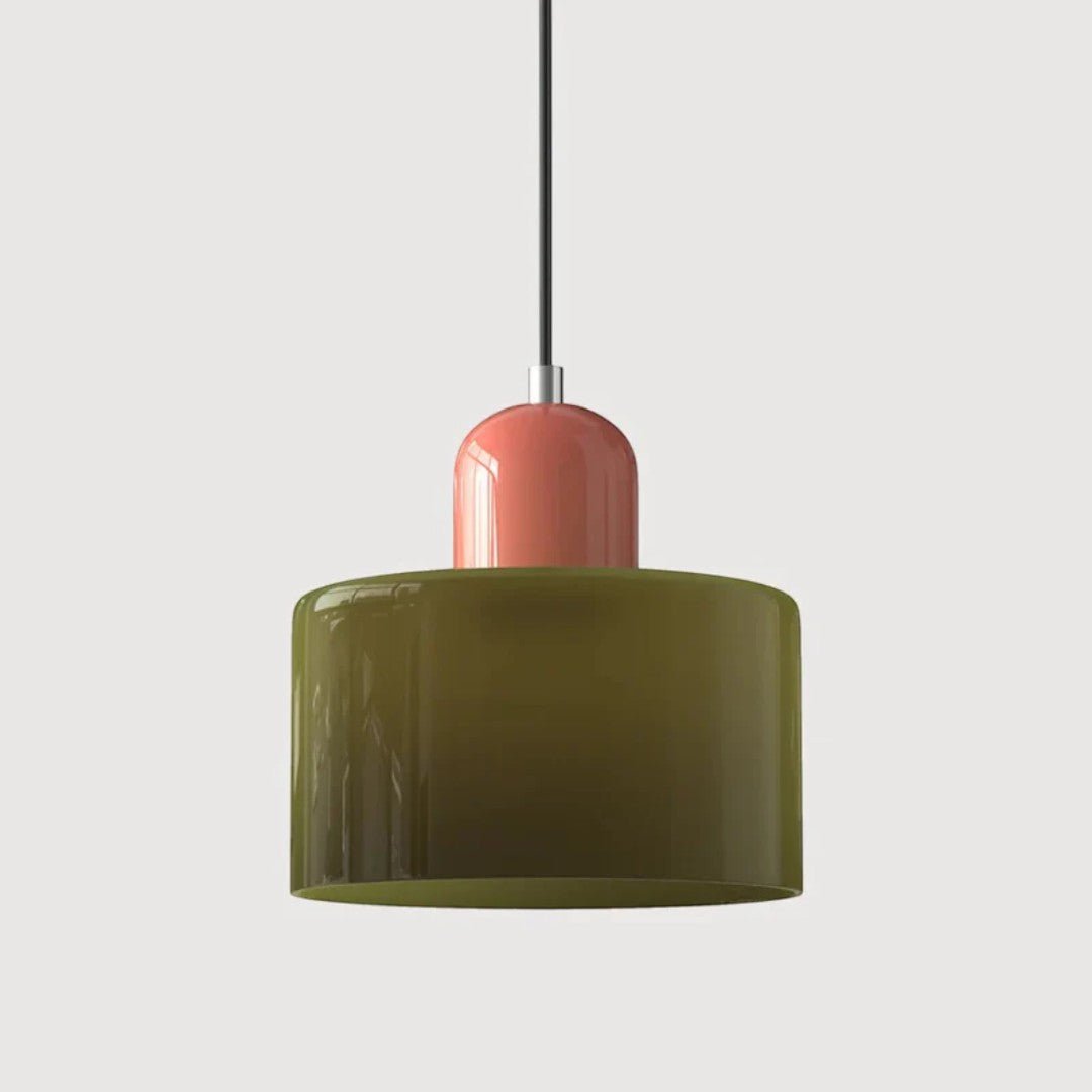 Nordisk metall pendellampe med glasskjerm