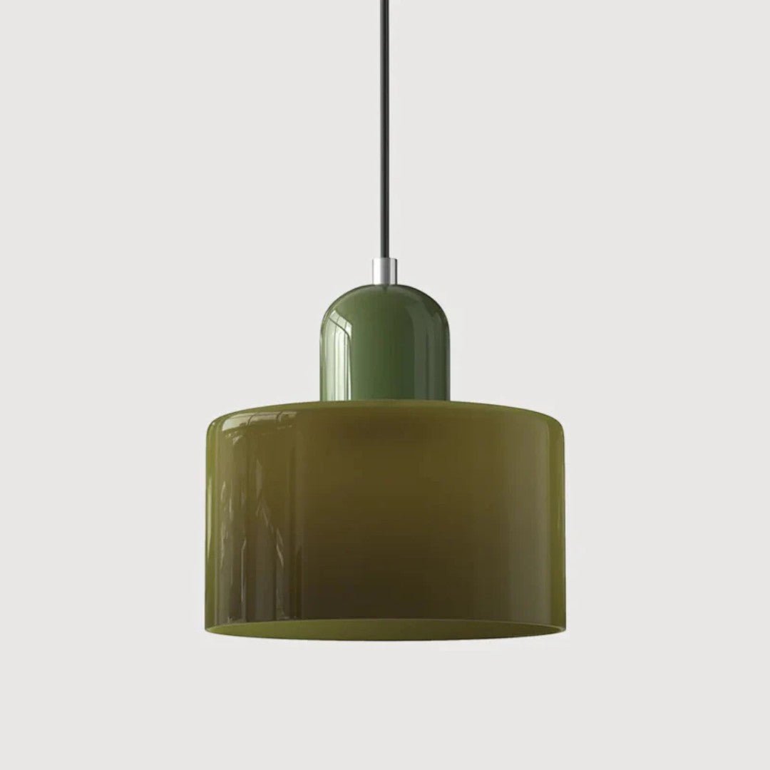 Nordisk metall pendellampe med glasskjerm