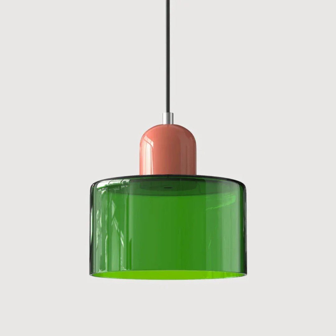 Nordisk metall pendellampe med glasskjerm
