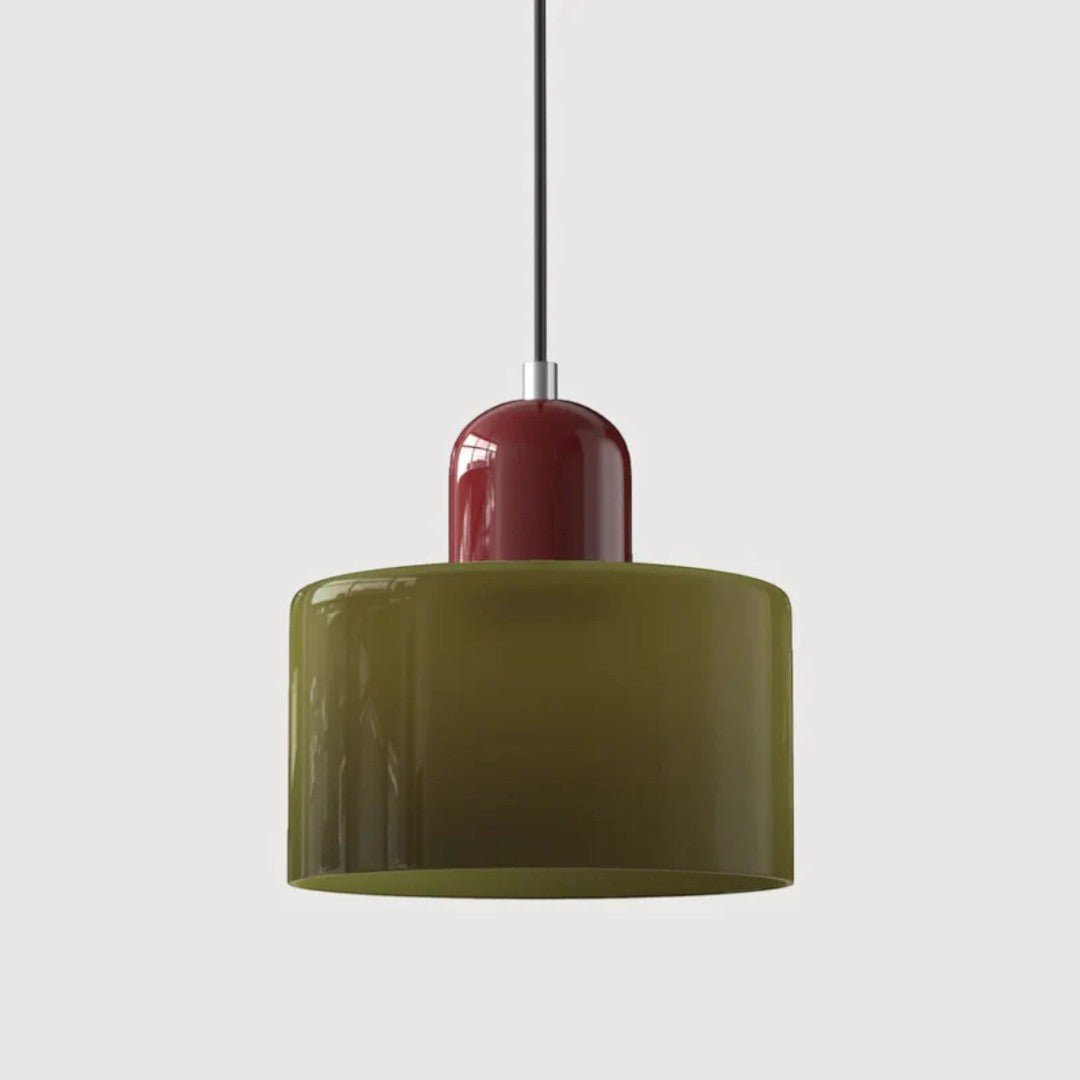 Nordisk metall pendellampe med glasskjerm
