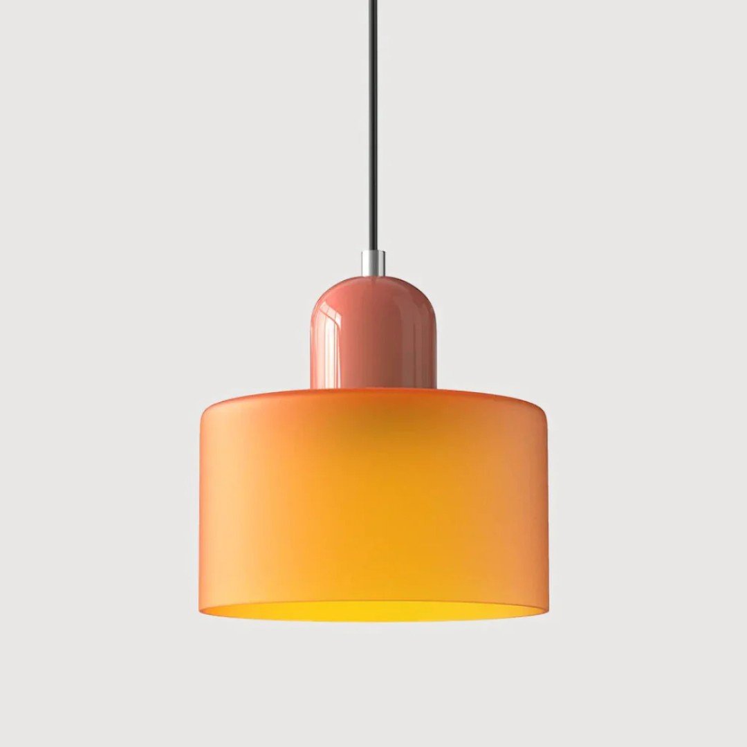 Nordisk metall pendellampe med glasskjerm