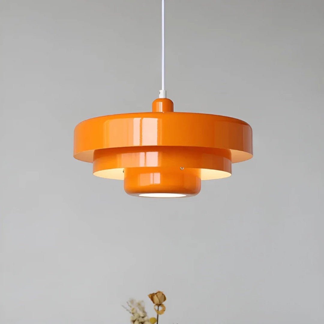 Retro metall pendellampe med glasskjerm