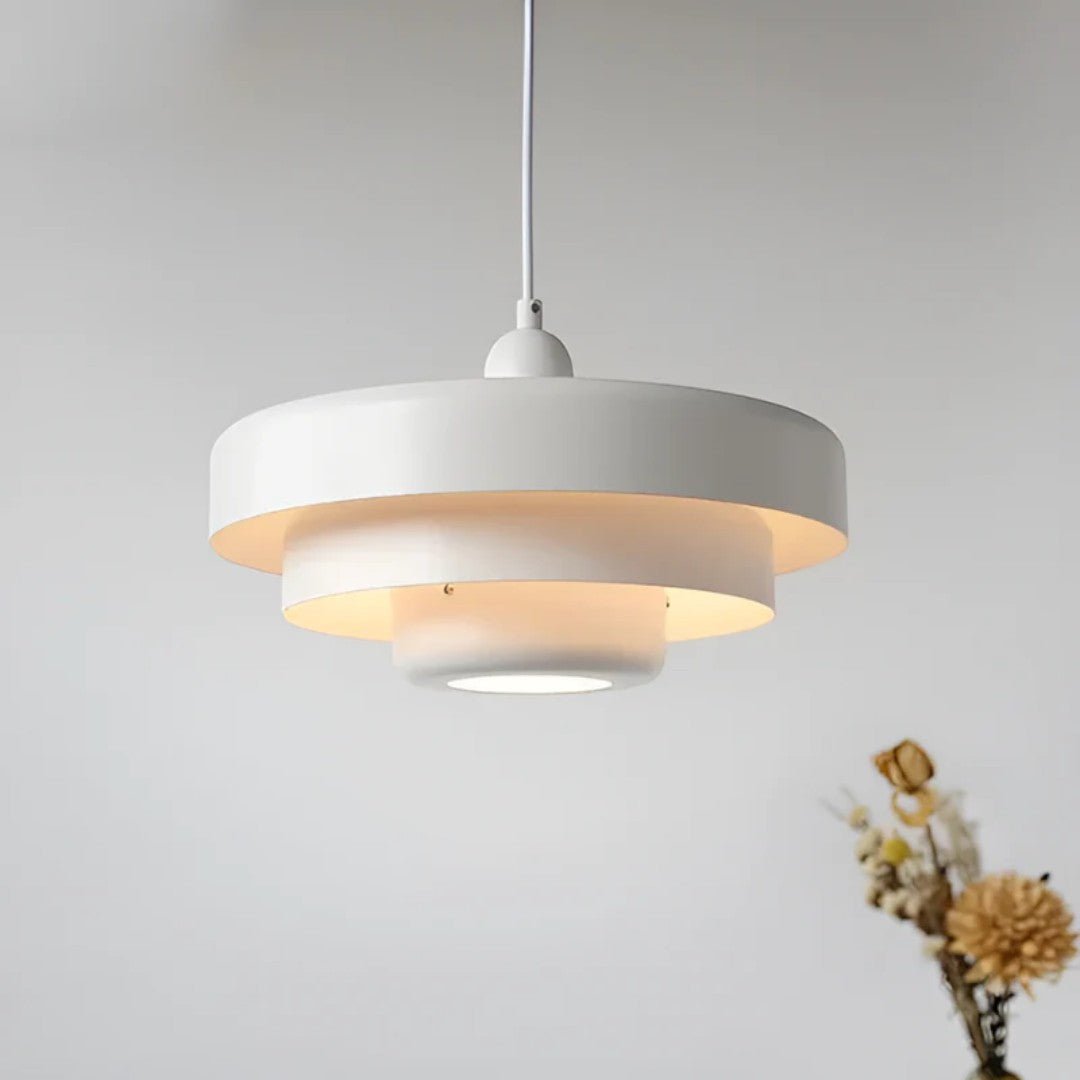 Retro metall pendellampe med glasskjerm