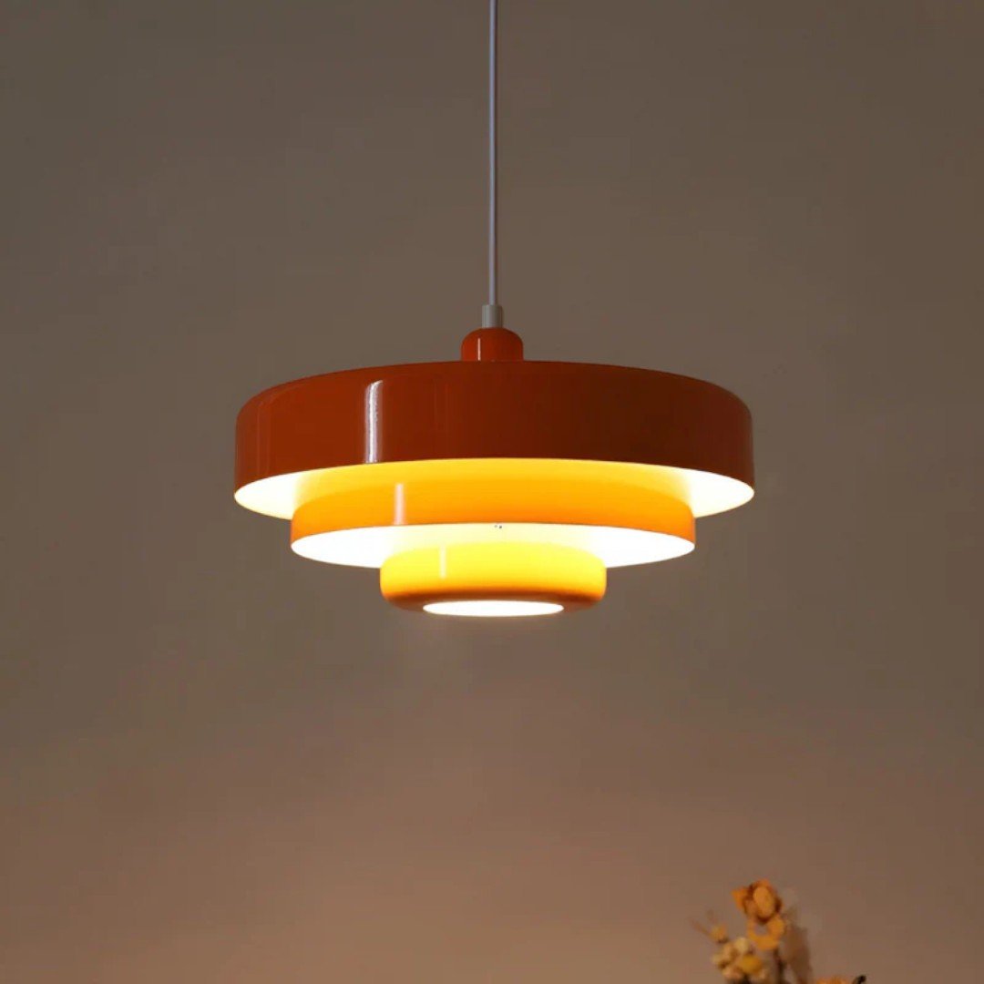 Retro metall pendellampe med glasskjerm