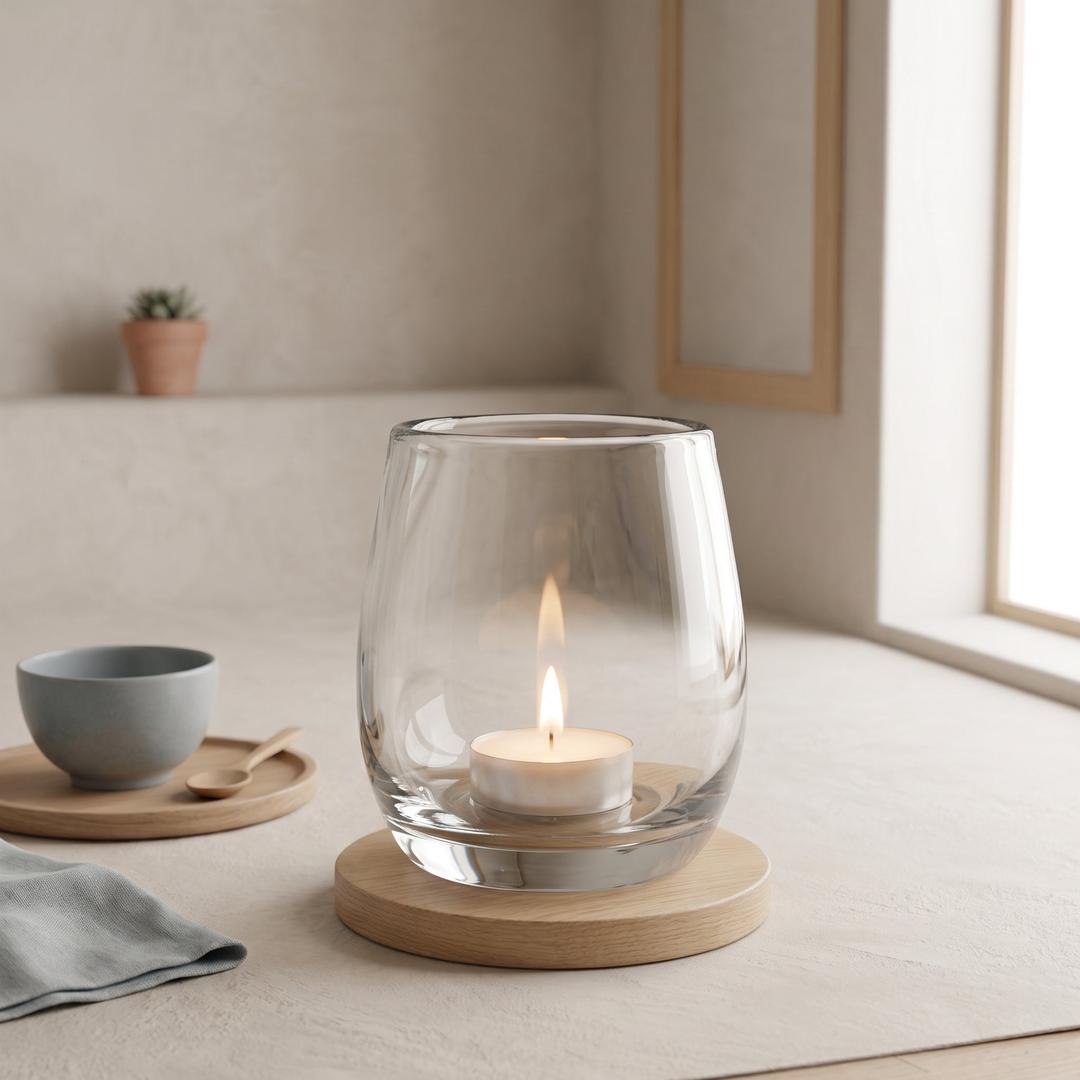 Telysholder i glass med trefot