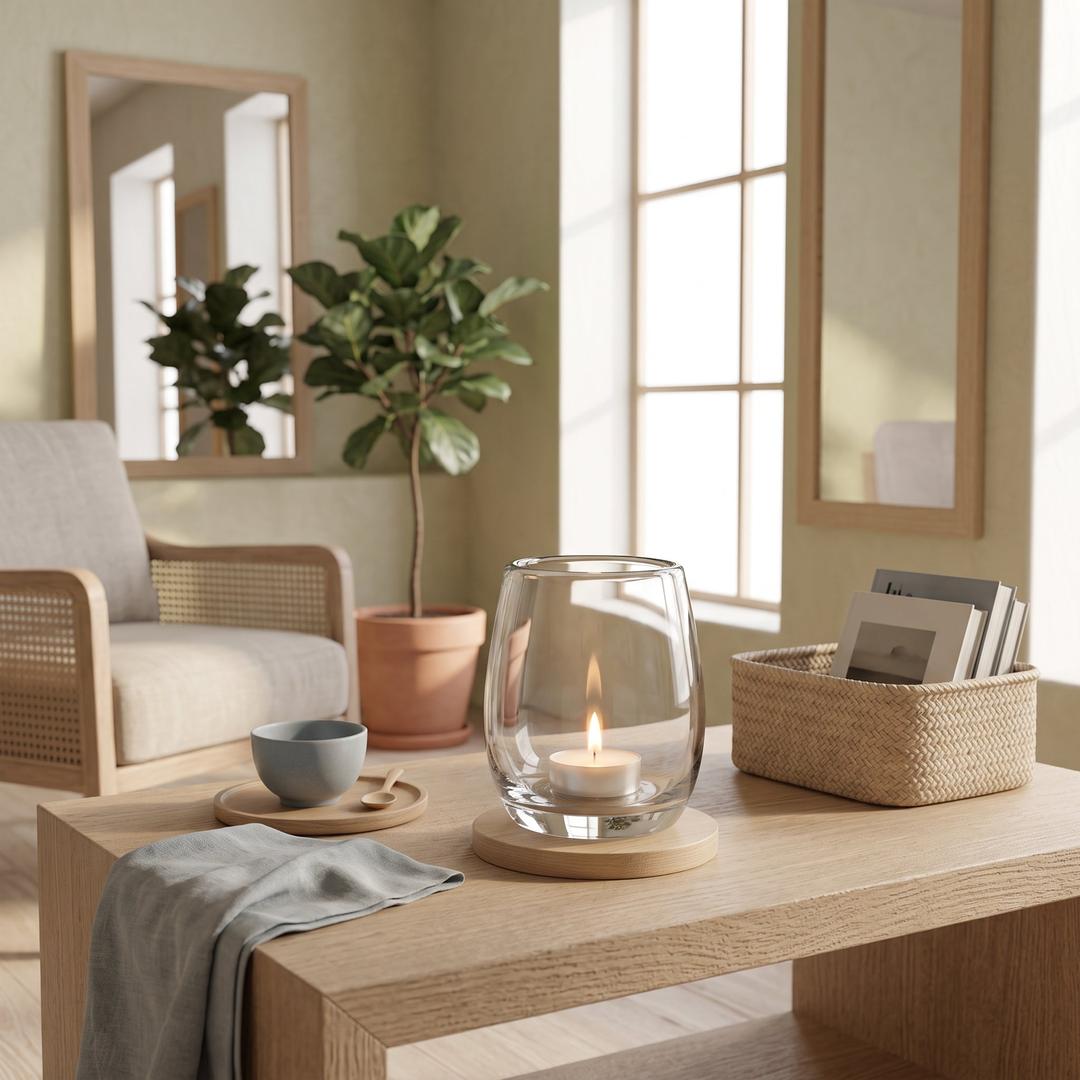 Telysholder i glass med trefot