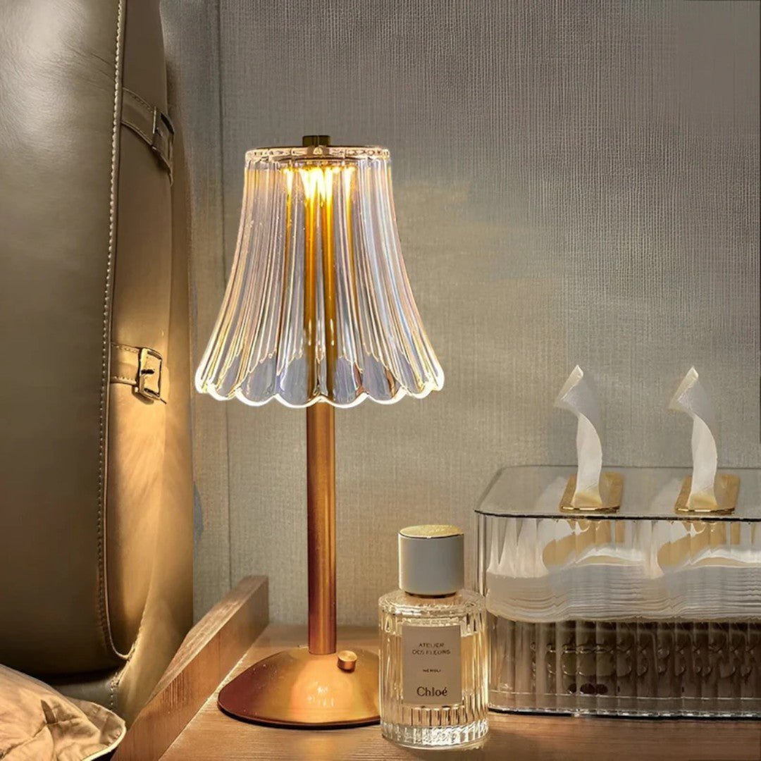 Trådløs Bordlampe med Strukturert Skjerm