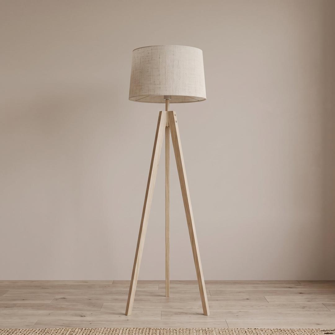 Trebent gulvlampe med skjerm