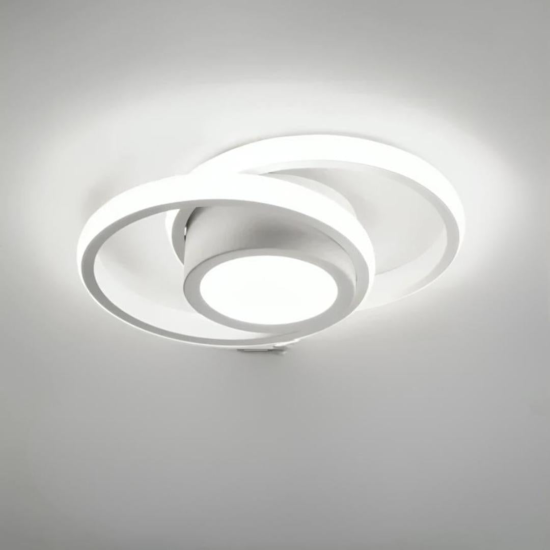 Liten LED-taklampe bygget opp av to lysende ringer