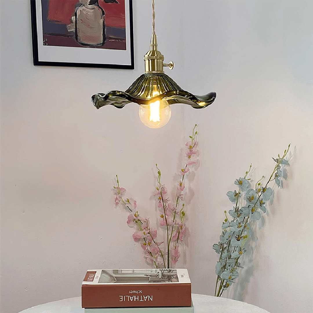 Messino - Hengelampe i glass og messing, vintage stil