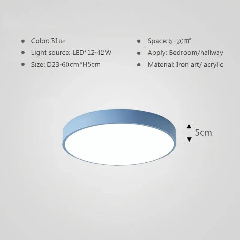 Ultratynn rund LED-taklampe med farget kant