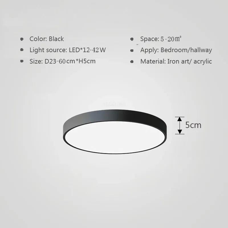 Ultratynn rund LED-taklampe med farget kant