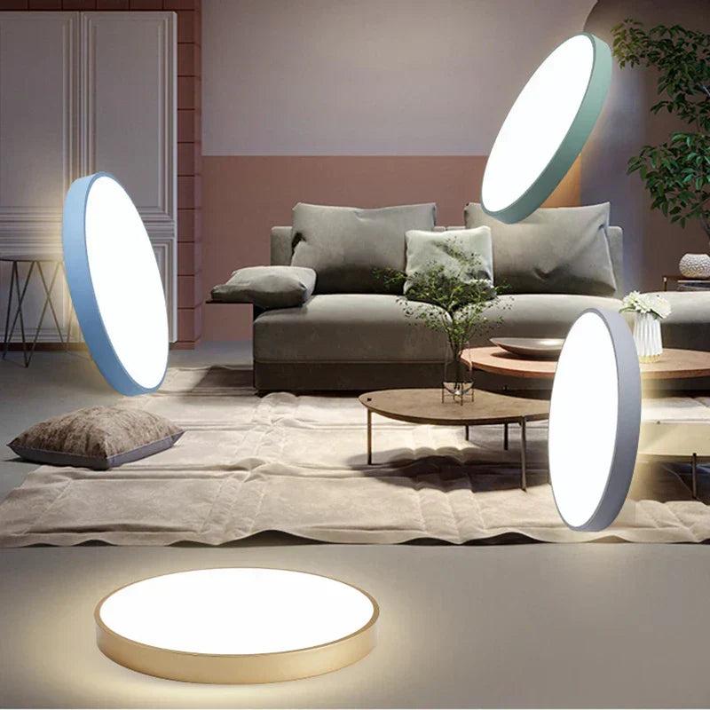 Ultratynn rund LED-taklampe med farget kant