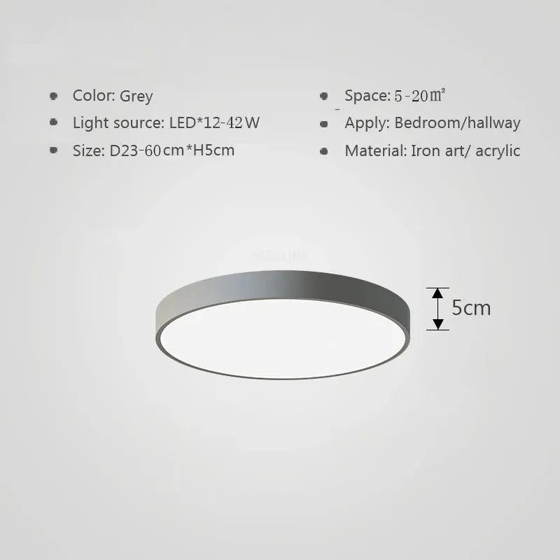Ultratynn rund LED-taklampe med farget kant
