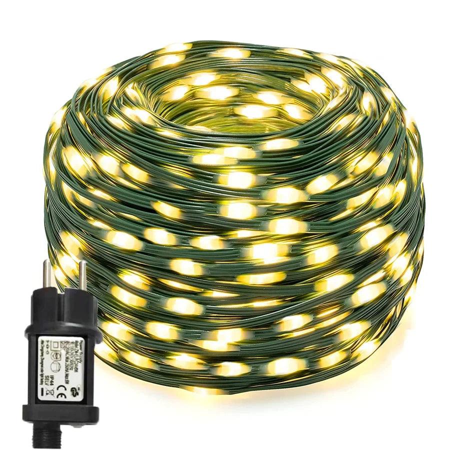 LED-lysslynge med små pærer til hage, balkong og terrasse