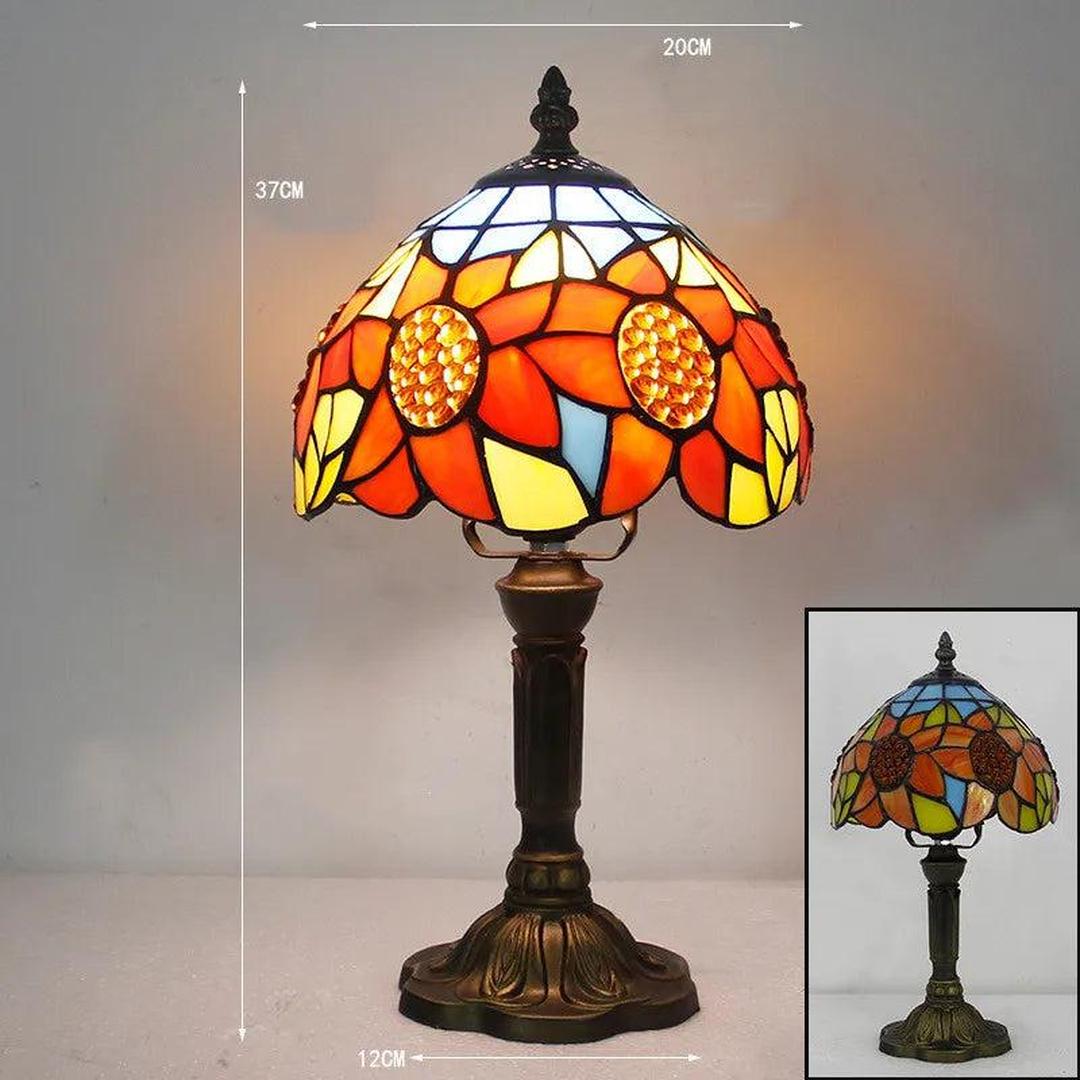 Mosaru - Bordlampe i Tiffany-stil med glasskjerm
