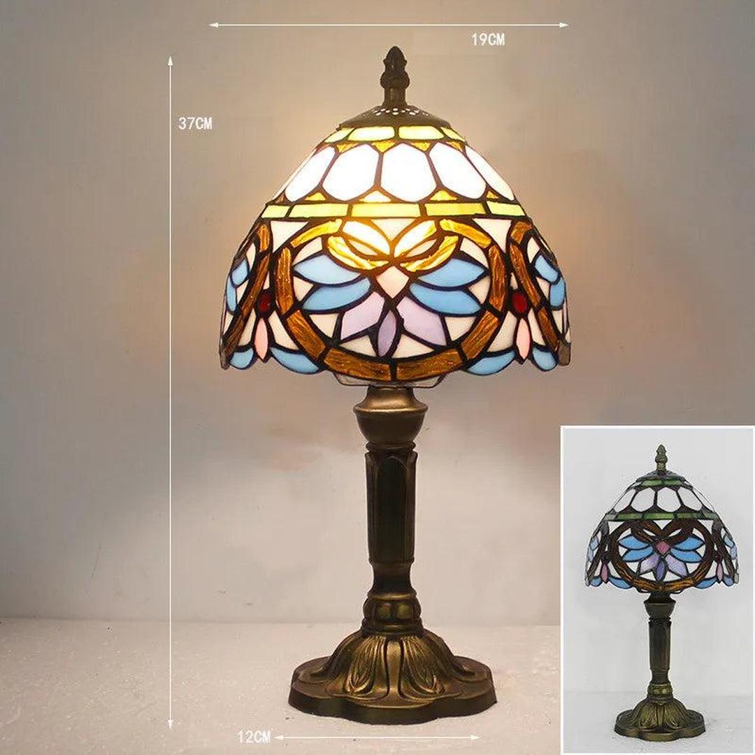 Mosaru - Bordlampe i Tiffany-stil med glasskjerm