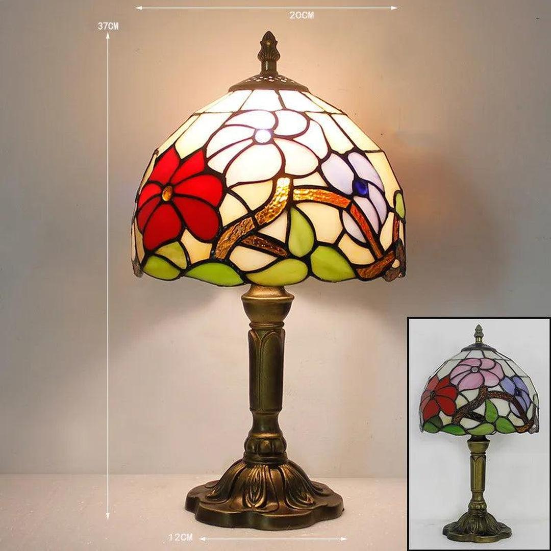 Mosaru - Bordlampe i Tiffany-stil med glasskjerm