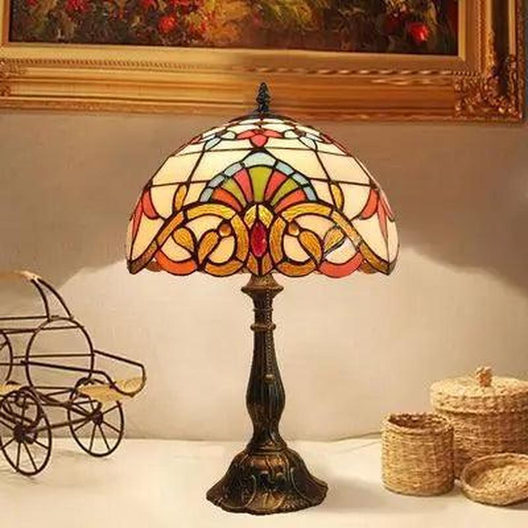 Mosaru - Bordlampe i Tiffany-stil med glasskjerm