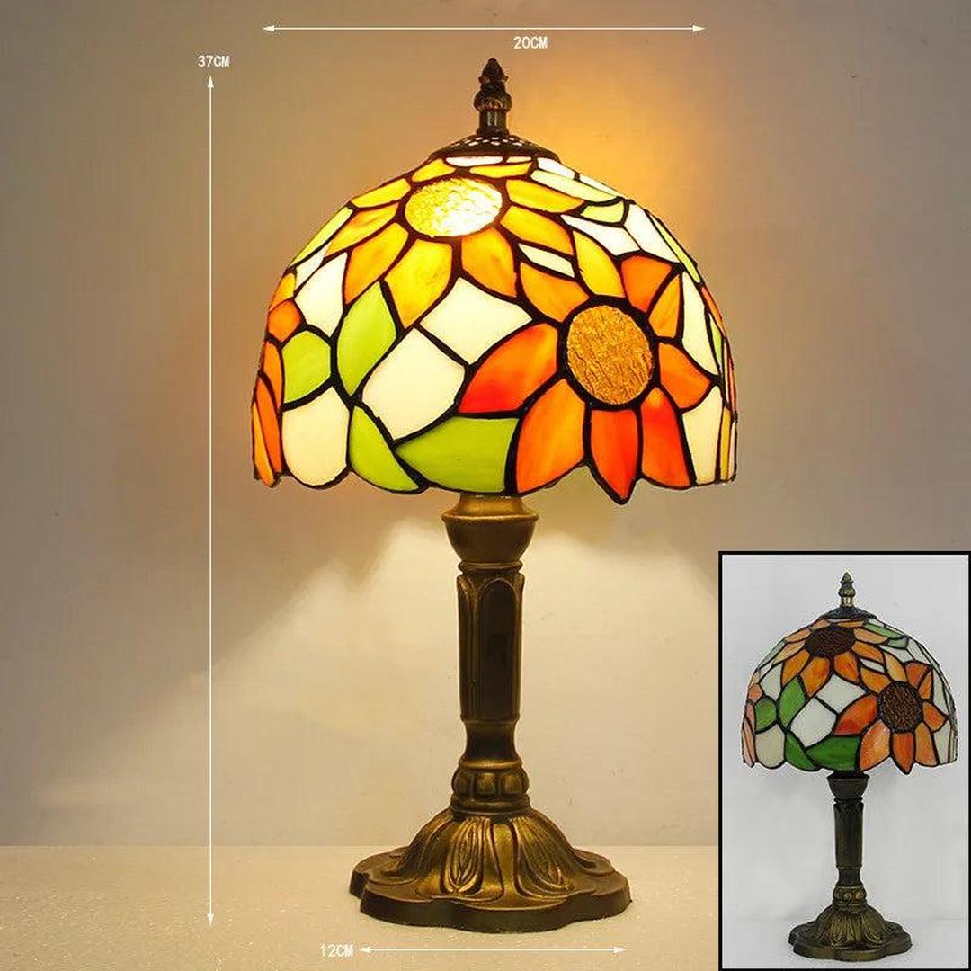 Mosaru - Bordlampe i Tiffany-stil med glasskjerm