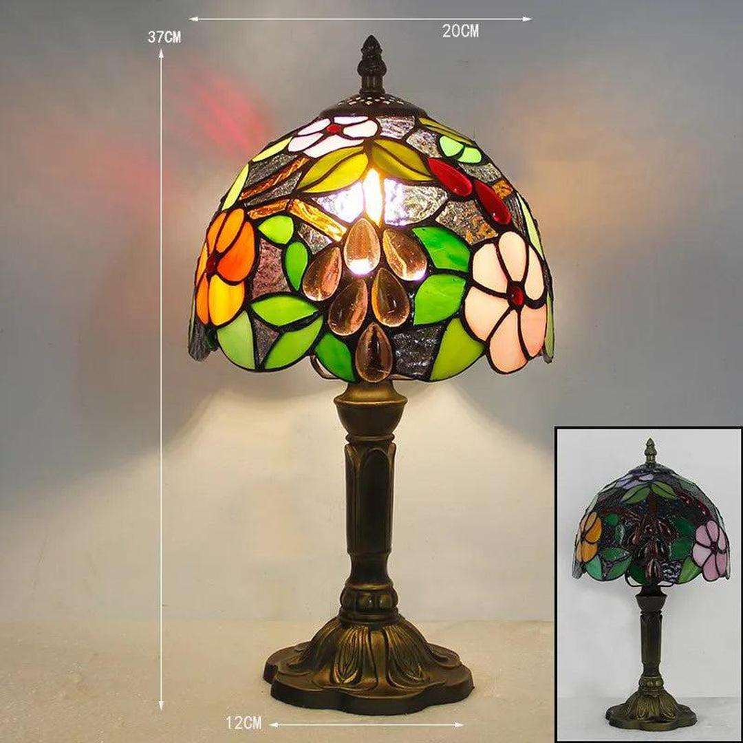 Mosaru - Bordlampe i Tiffany-stil med glasskjerm