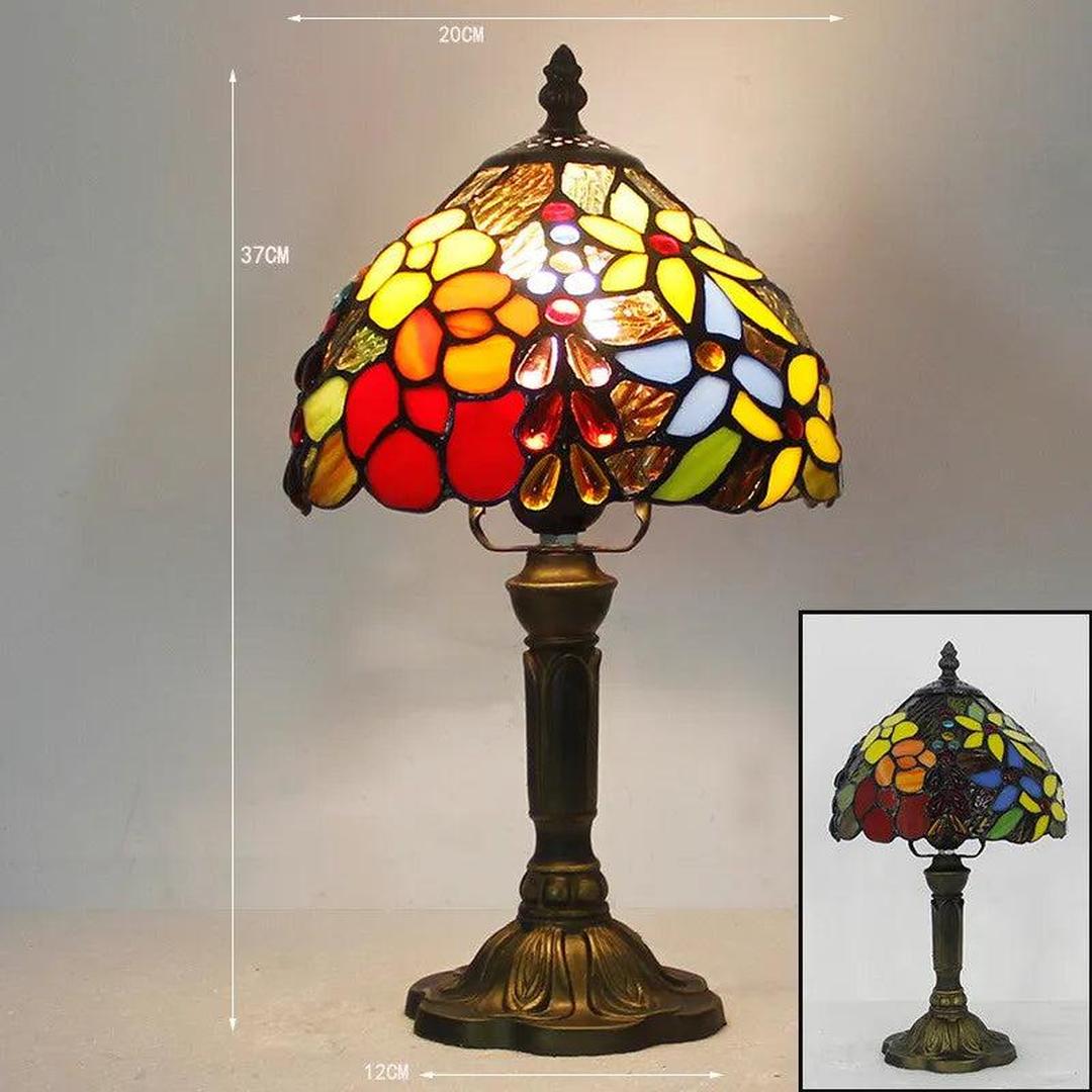 Mosaru - Bordlampe i Tiffany-stil med glasskjerm