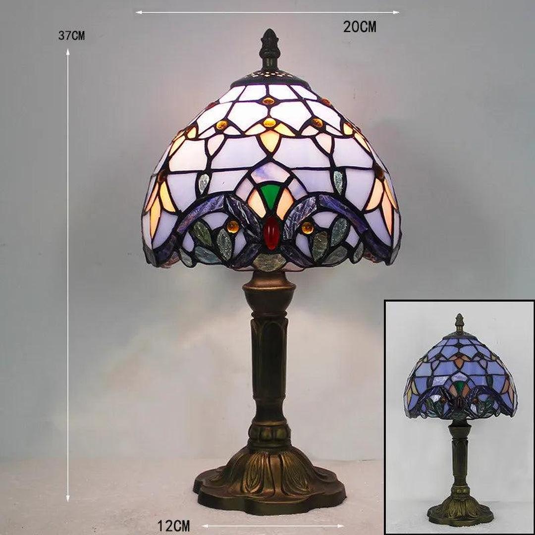 Mosaru - Bordlampe i Tiffany-stil med glasskjerm