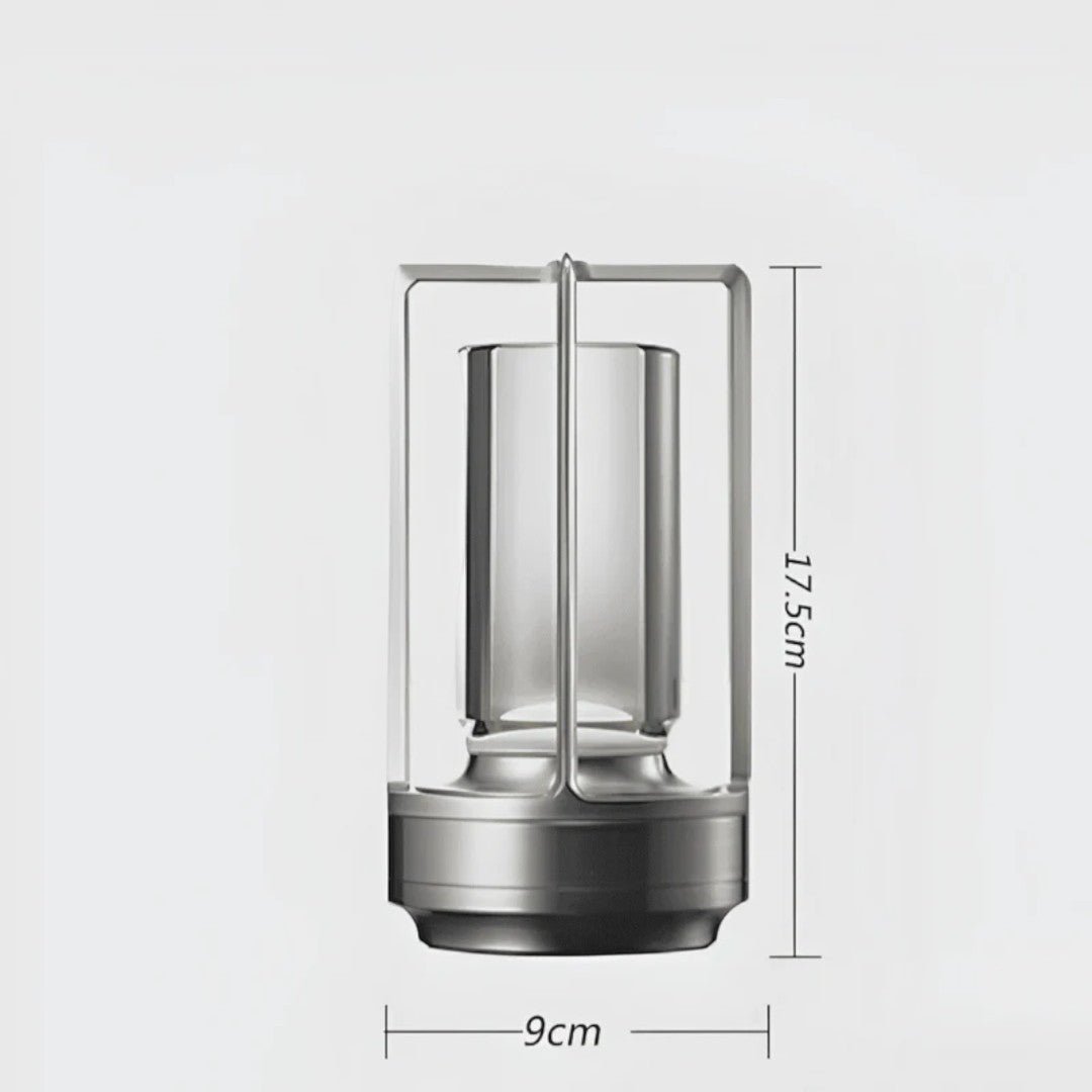 Bærbar LED Bordlampe med Sylinderformet Glassstruktur