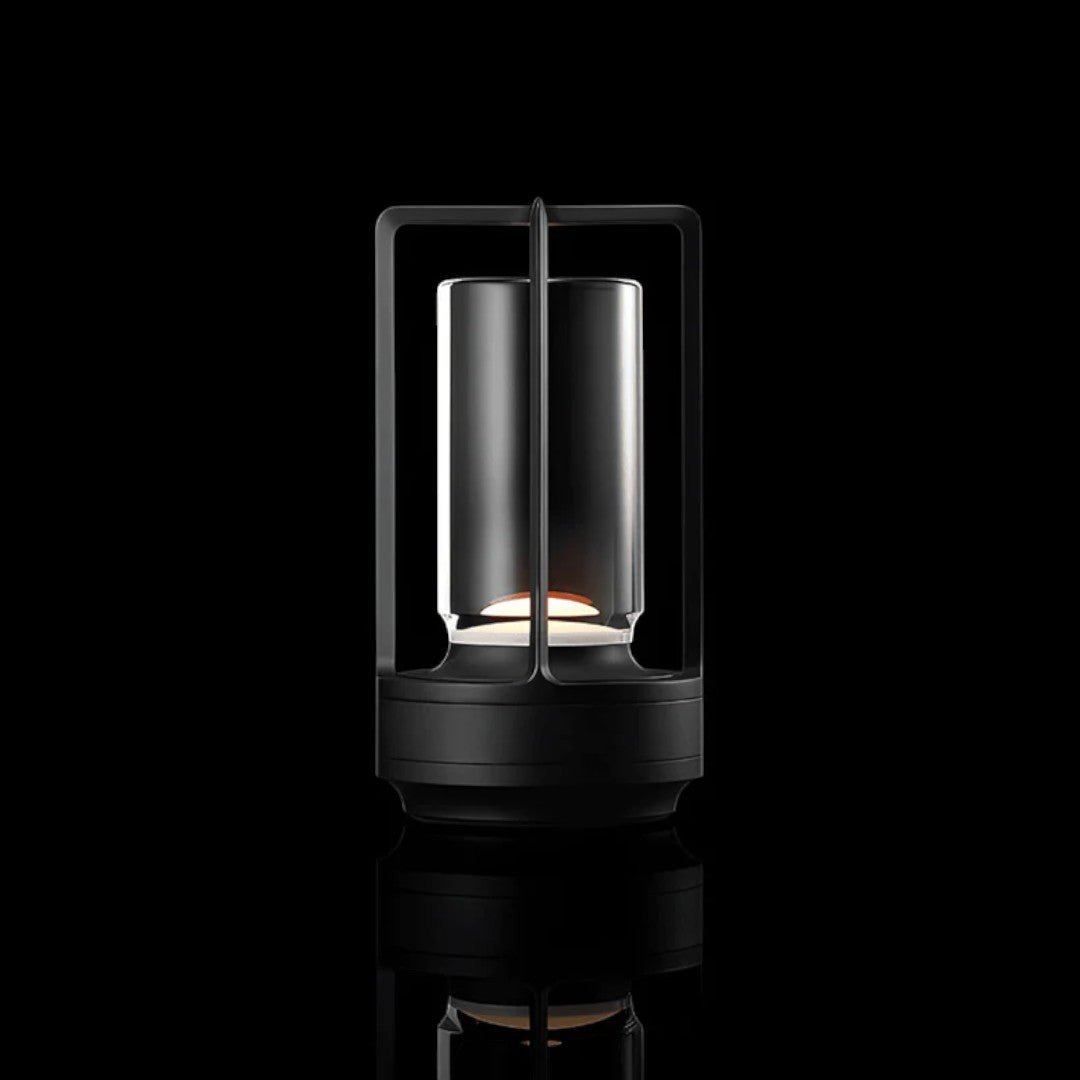Bærbar LED Bordlampe med Sylinderformet Glassstruktur