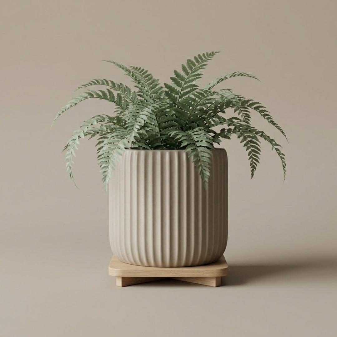 Blomsterpotte i keramikk med riller