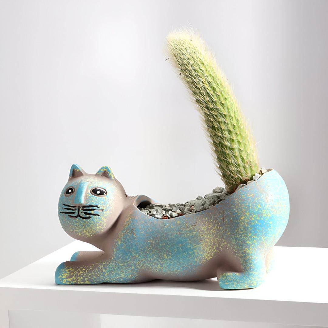 Felinora - Keramikk Blomsterpotte med Kattedesign