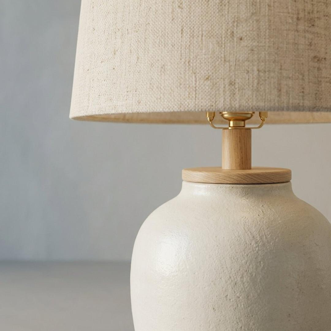 Keramisk bordlampe med linskjerm