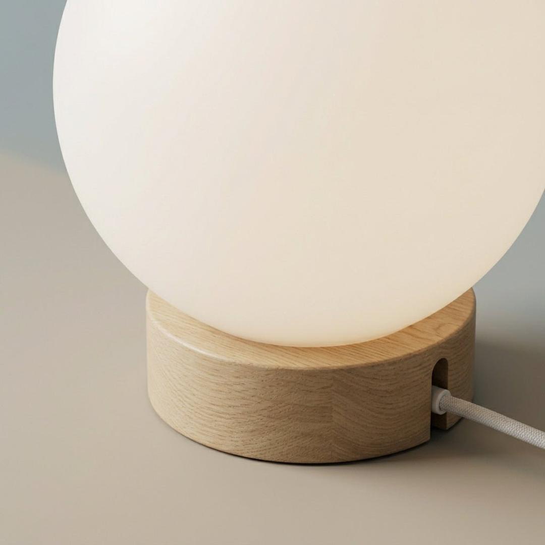 Nattlampe med glasskuppel og trefot