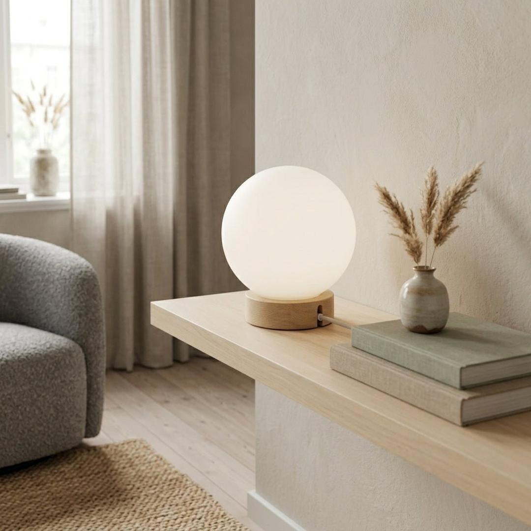 Nattlampe med glasskuppel og trefot