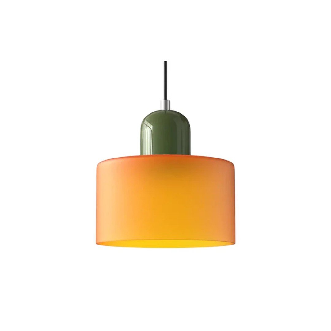 Nordisk metall pendellampe med glasskjerm