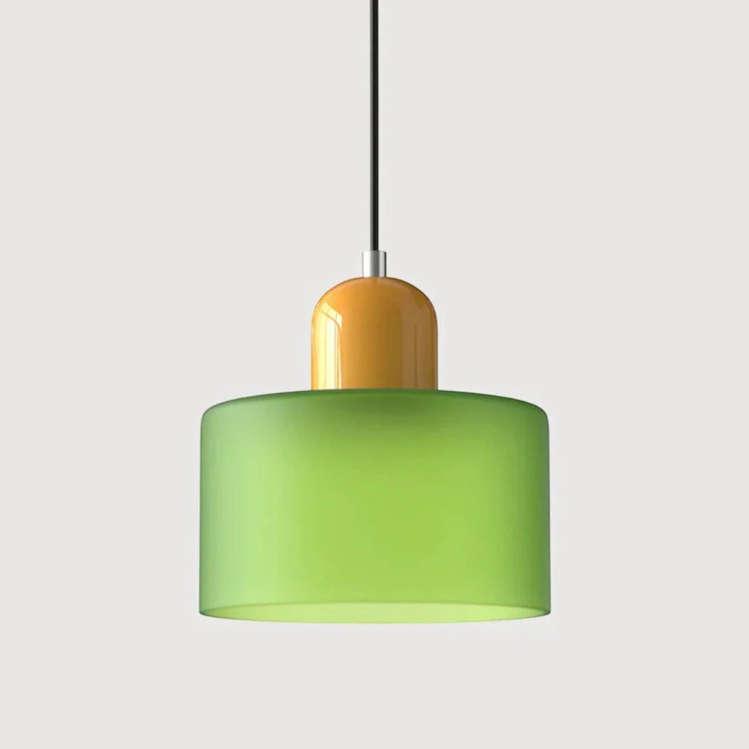 Nordisk metall pendellampe med glasskjerm