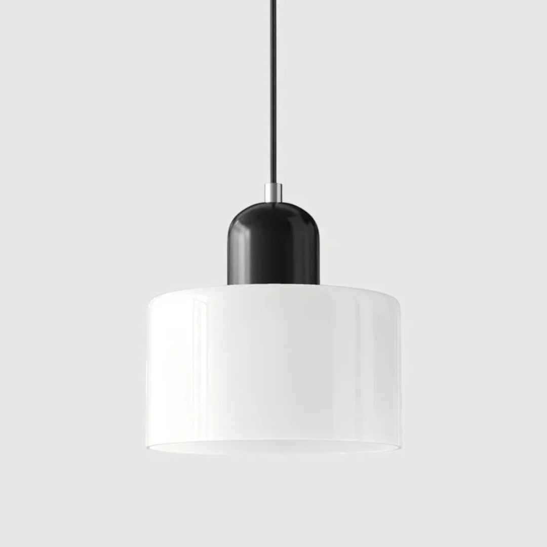 Nordisk metall pendellampe med glasskjerm