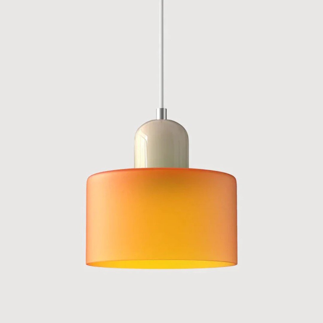 Nordisk metall pendellampe med glasskjerm