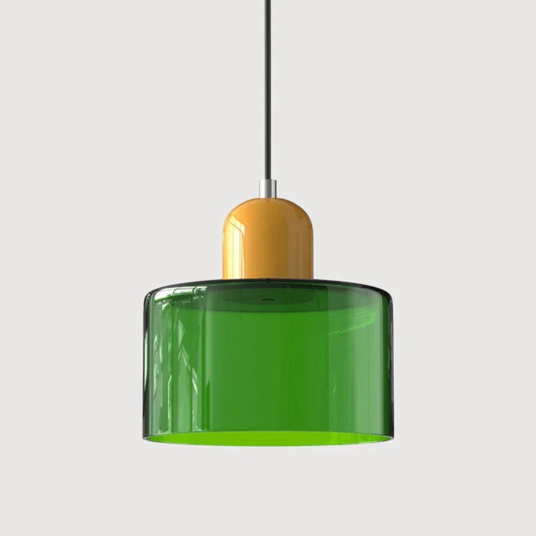 Nordisk metall pendellampe med glasskjerm