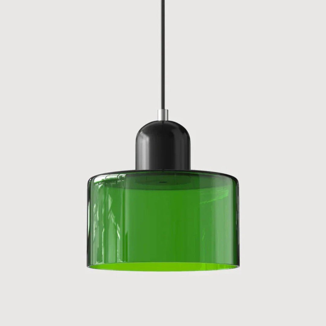 Nordisk metall pendellampe med glasskjerm