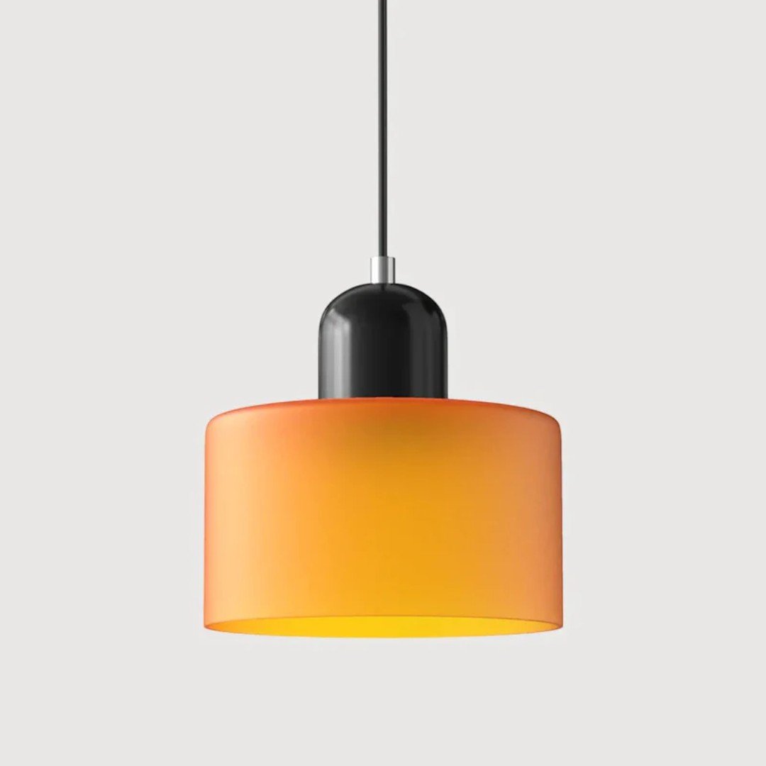 Nordisk metall pendellampe med glasskjerm